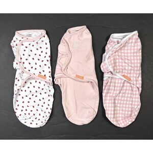 SwaddleMe Lot Of 3 Small/Med 0-3 Months Pink Girl Ladybug Original Swaddle